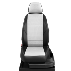 Авточехлы для ВАЗ Лада Гранта + Кросс с 2018-н.в. седан, лифтбек Передние сиденья с Боковыми пластиковыми кожухами. Задние спинка и сиденье единые, 5 подголовников
